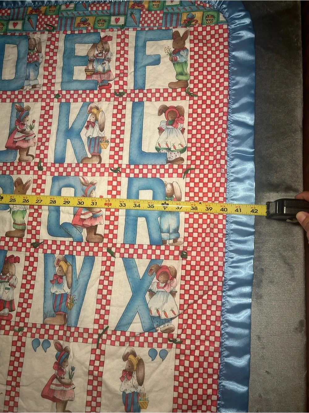 Vintage Daisy Kingdon Children's Alphabet Quilt Peter Rabbit Nursery Baby Flopsy